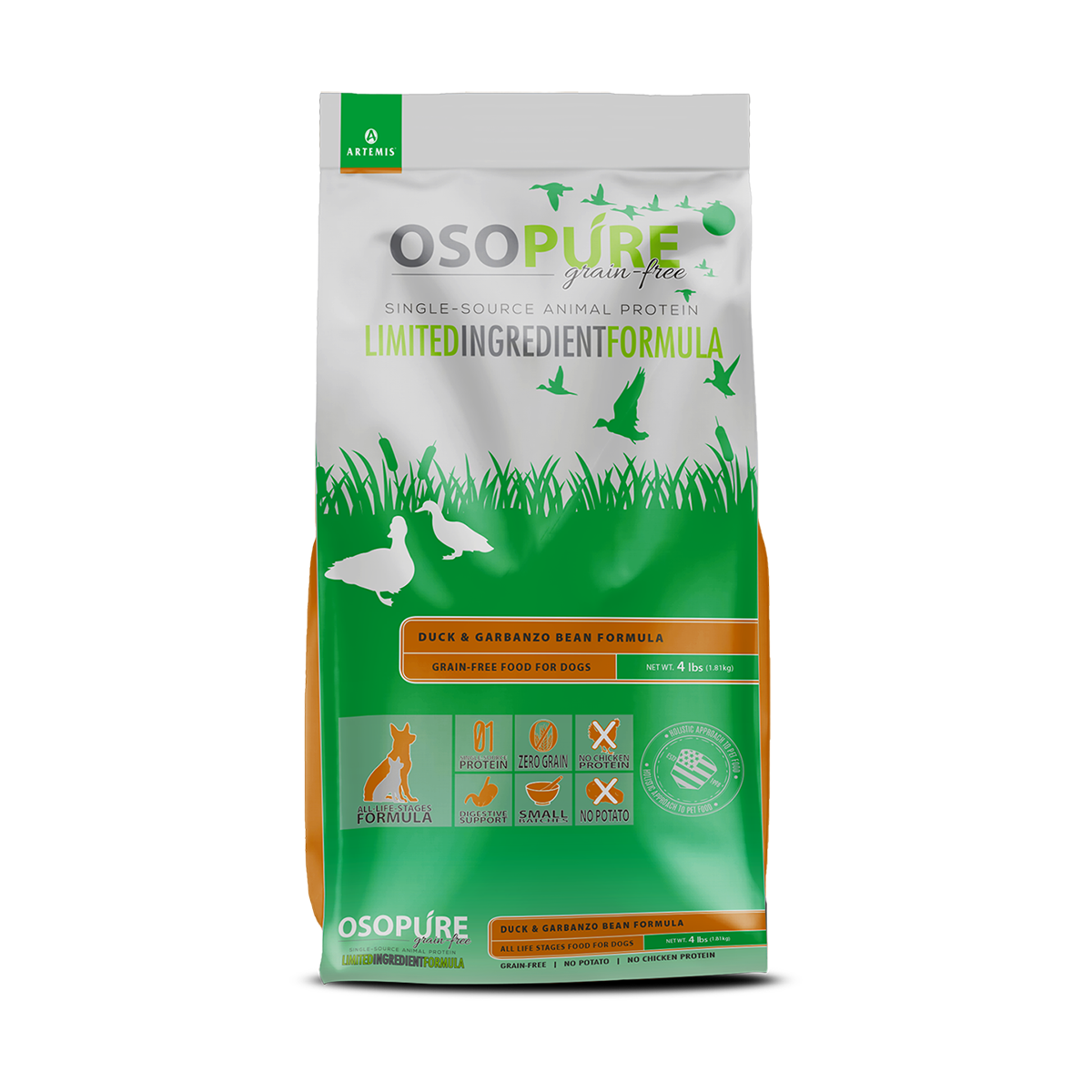 Osopure Grain Free Duck & Garbanzo Beans Dry Dog Food