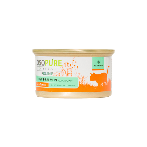 OSOPURE Grain Free Tuna & Salmon In Gravy Flaked Canned Cat Food